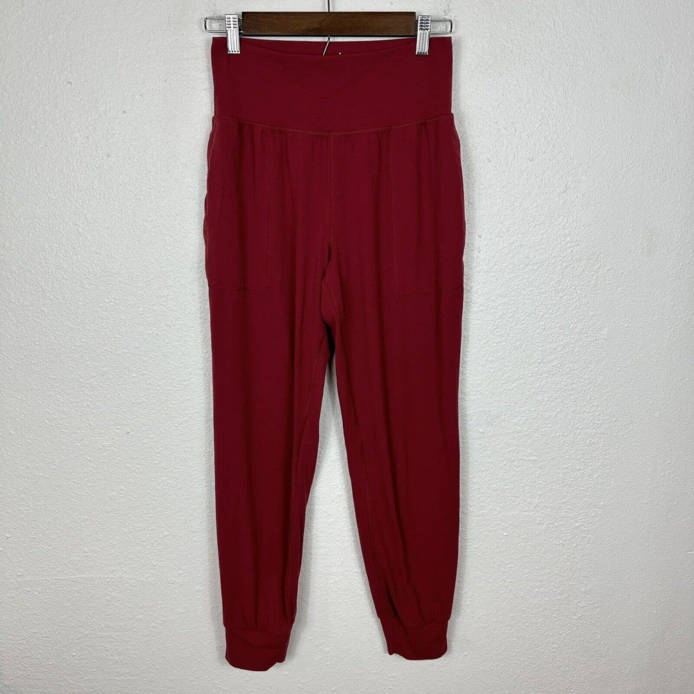 Athleta Burgundy High-Waist Track Joggers